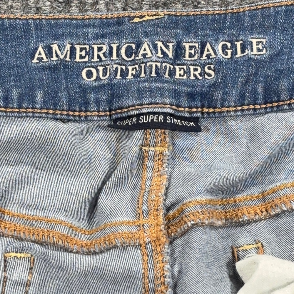 American Eagle Artist Crop Jeans Women 14 Blue Distressed Super Super Stretch - Picture 10 of 14